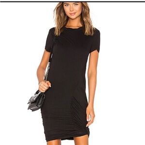 Theory Black Drape Twist Dress, Crepe Knit 100% Pima Cotton, Medium